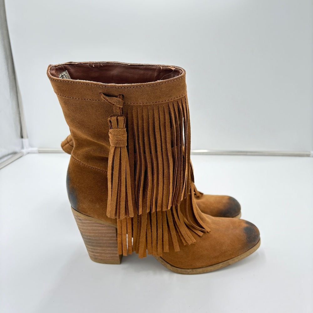 Vintage Ralph Lauren Denim and Supply Boho Western Suede Fringe Heeled Boots 7.5